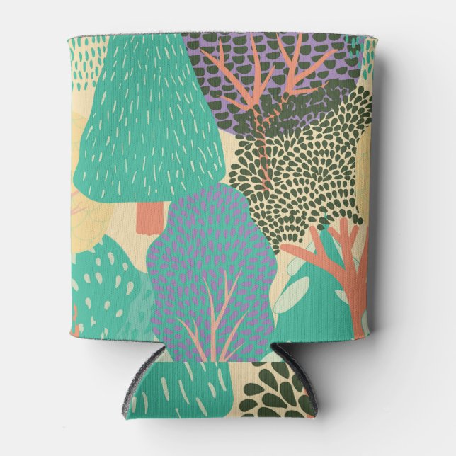 Enfriador De Latas Árboles estilizados: Patrón brillante del bosque (Anverso)