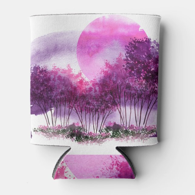 Enfriador De Latas Árboles rosas: Silhouette de paisaje acuático. (Anverso)