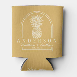 Enfriador De Latas Arco de Boda de Piña Amanecer en la Arena & Nombre