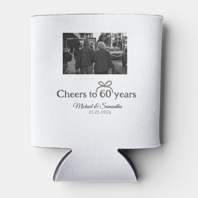 Enfriador De Latas Arco dorado celebra 60 años de aniversario de boda (Anverso)