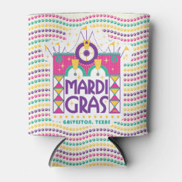 Enfriador De Latas Arco Mardi Gras con cuentas, Galveston, Texas Can 