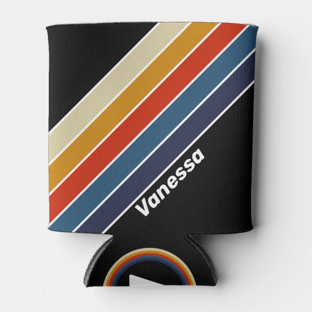 Enfriador De Latas Arcoiris de hielo retro con nombre (Anverso)