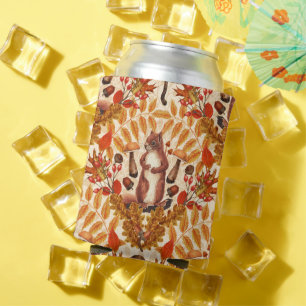 Enfriador De Latas Ardilla otoñal en blanco roto