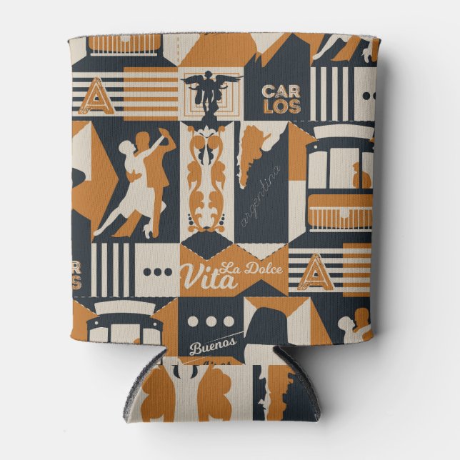 Enfriador De Latas Argentina: Ilustracion étnico sin foco. (Anverso)