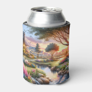 Enfriador De Latas Arroyo del Jardín de Campo al Atardecer