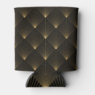 Enfriador De Latas Art Deco: Elegancia dorada negra.