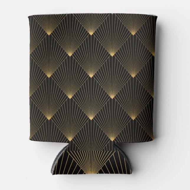 Enfriador De Latas Art Deco: Elegancia dorada negra. (Anverso)