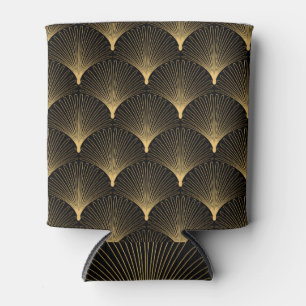 Enfriador De Latas Art Deco: patrón oro negro.
