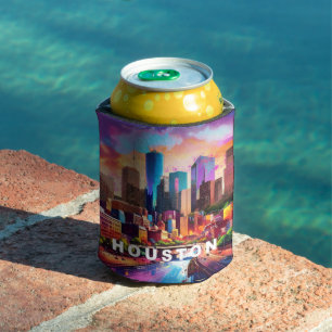 Enfriador De Latas Arte abstracto de la línea aérea de Houston