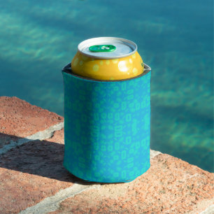 Enfriador De Latas Arte abstracto de patrón de vidrio esmerilado turq