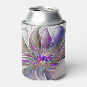 Enfriador De Latas Arte abstracto fractal de flor energético y colori