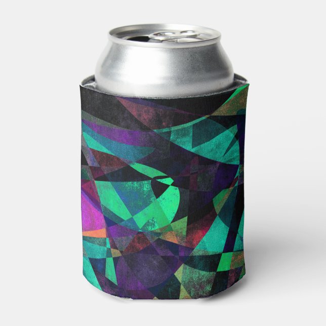 Enfriador De Latas Arte abstracto, negro, trullo y rosas fuertes (Lata Anverso)