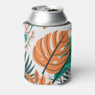 Enfriador De Latas Arte Botánico de Grandes Hojas Tropicales Colorida