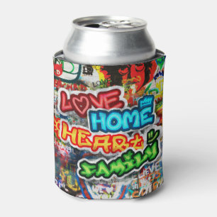 Enfriador De Latas Arte Callejero Graffiti de Amor Hogar Corazón Colo
