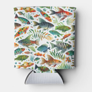 Enfriador De Latas Arte colorido de peces submarinos
