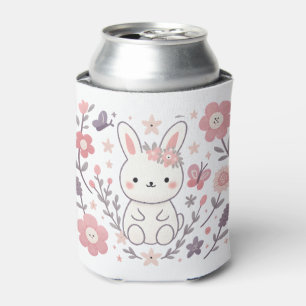 Enfriador De Latas Arte de conejo floral caprichoso