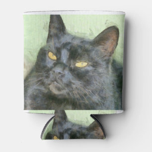 Enfriador De Latas Arte de lápiz para gato negro