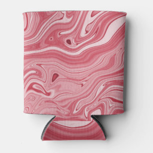 Enfriador De Latas Arte de Marbling: Elegancia Resumen Rojo.