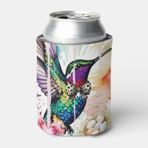 Enfriador De Latas Arte de Pájaro con Pinceladas
