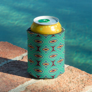 Enfriador De Latas Arte de patrón de geoda boho chic tropical del sur