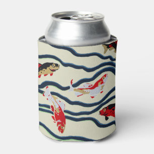 Enfriador De Latas Arte Deco Colorido Pez Carpín Decoración Marina