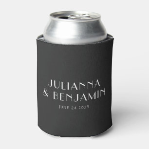 Enfriador De Latas Arte Deco Moderno Blanco y Negro Boda Personalizad