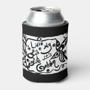 Enfriador De Latas Arte del Doodle de Raquel - Livin mi vida como él