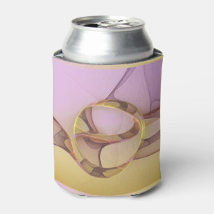 Enfriador De Latas Arte fractal dorado rosa moderno abstracto
