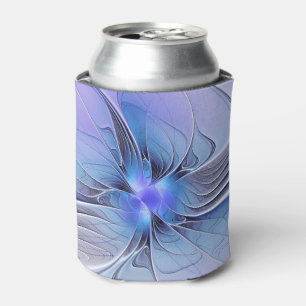 Enfriador De Latas Arte fractal moderno abstracto lavanda azul