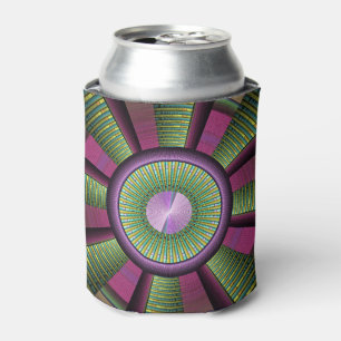 Enfriador De Latas Arte Fractal Moderno, Redondo Y Colorido