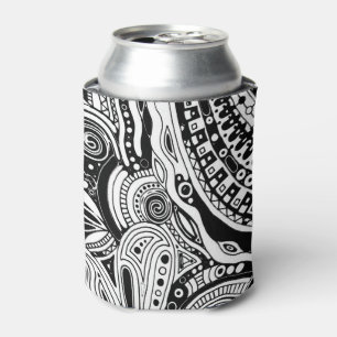 Enfriador De Latas Arte Geométrico Negro Y Blanco 15