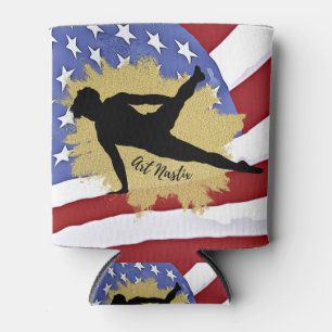Enfriador De Latas Arte masculino de silueta de gimnasta - Bandera es