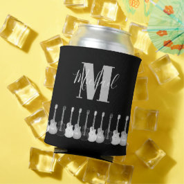 Enfriador De Latas Arte monograma monocromático de guitarra acústica