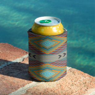 Enfriador De Latas Arte Patrón del suroeste americano y colores terro
