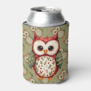 Enfriador De Latas Arte Popular Búho de Parche Cabaña Acogedora