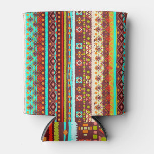Enfriador De Latas Arte Tribal Boho: Textura de fondo sin inconvenien