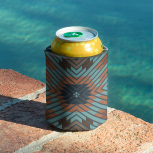 Enfriador De Latas Arte y colores con patrones tribales del suroeste 