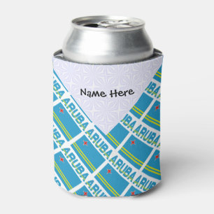 Enfriador De Latas Aruba Bandera Arubana Tiled Negra Personalizada 