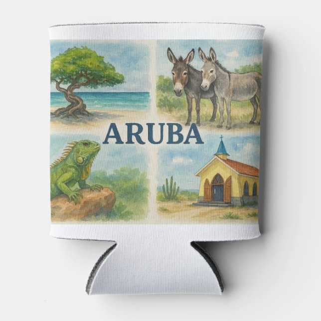 Enfriador De Latas Aruba multimirada acuarela (Anverso)