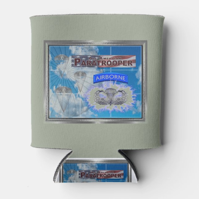 Enfriador De Latas Asombroso paracaidista y bandera estadounidense (Anverso)