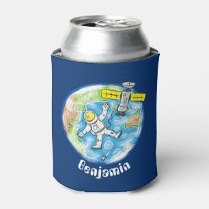 Enfriador De Latas Astronauta divertida en el espacio y el personaliz