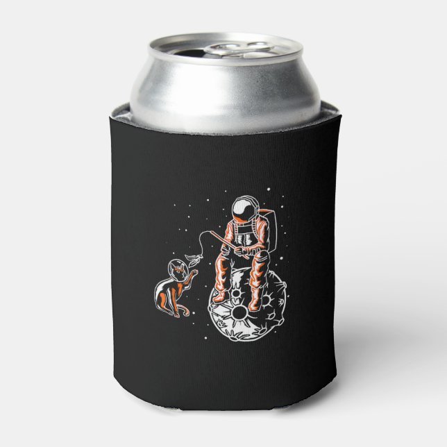 Enfriador De Latas Astronauta en el espacio con el amante del gato gr (Lata Anverso)