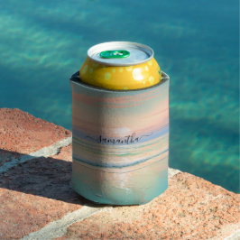 Enfriador De Latas Atardecer acuático en una playa tranquila