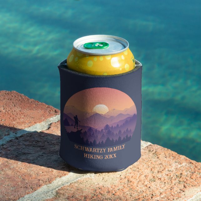 Enfriador De Latas Atardecer de montaña violeta morada de montaña (Piscina in situ)