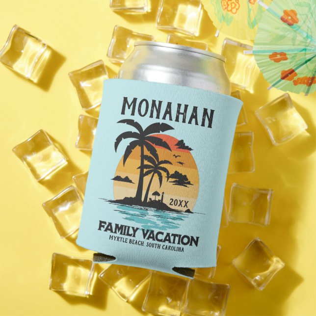 Enfriador De Latas Atardecer tropical de vacaciones familiares coinci (Verano in situ)