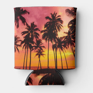 Enfriador De Latas Atardecer tropical: Serenidad de la silueta de la 
