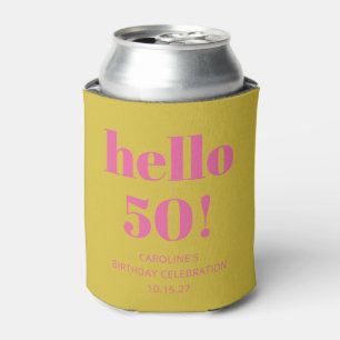 Enfriador De Latas Audaz tipografía rosado amarillo moderno 50 cumple