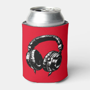 Enfriador De Latas Auriculares de Música Negra DJ 