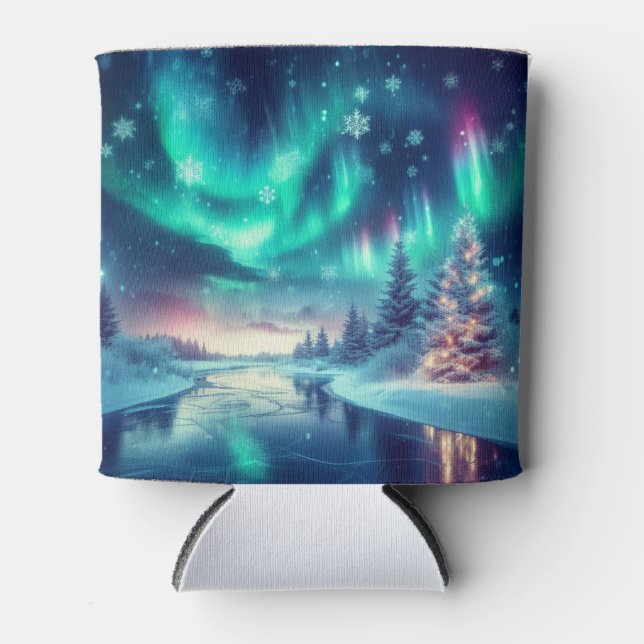 Enfriador De Latas aurora borealis/Navidades/invierno (Anverso)