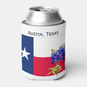 Enfriador De Latas Austin, Texas, bandera y Refrigerador de bebidas d